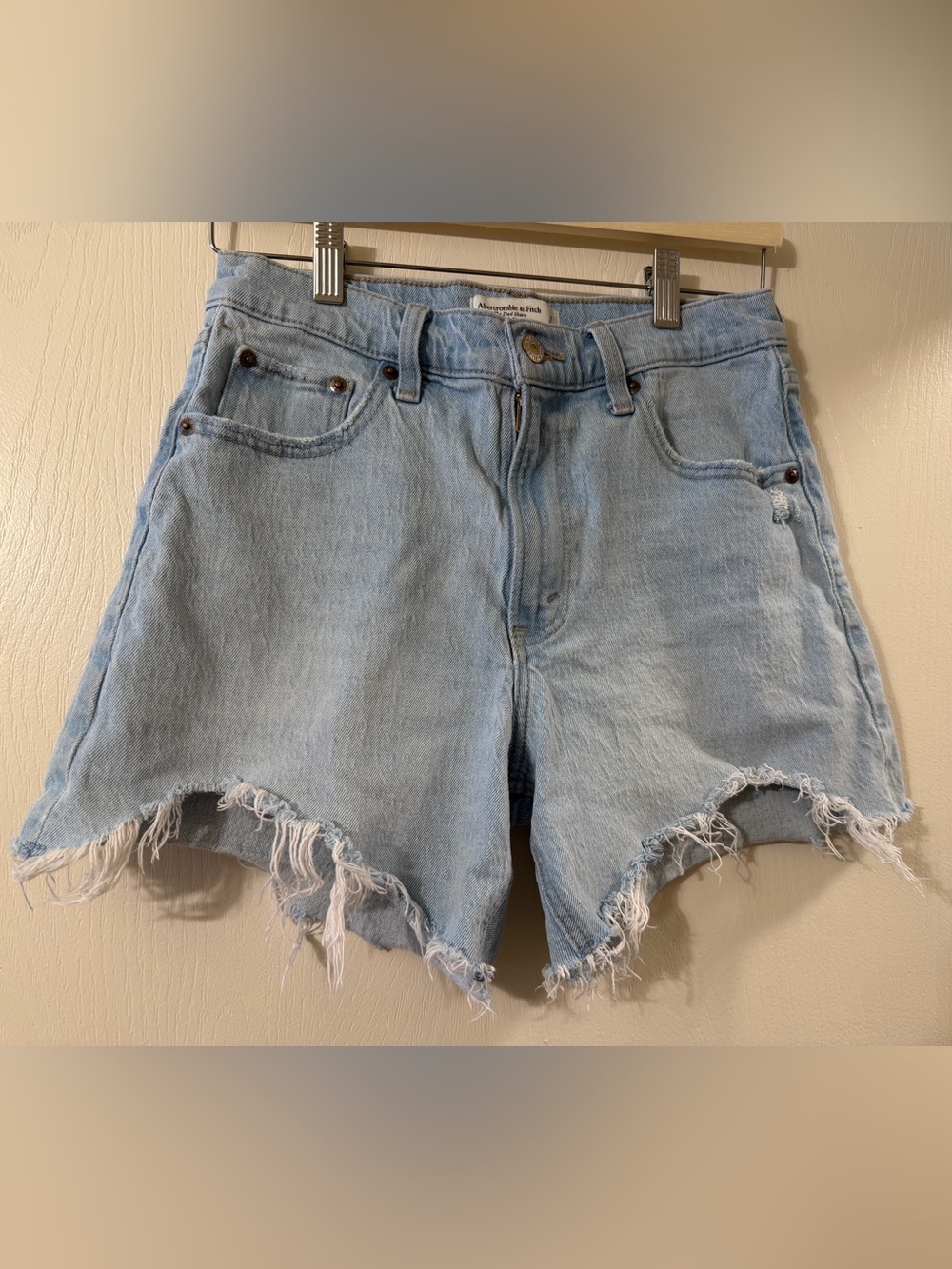 Abercrombie & Fitch Faded Light Blue Denim Cutoff Shorts